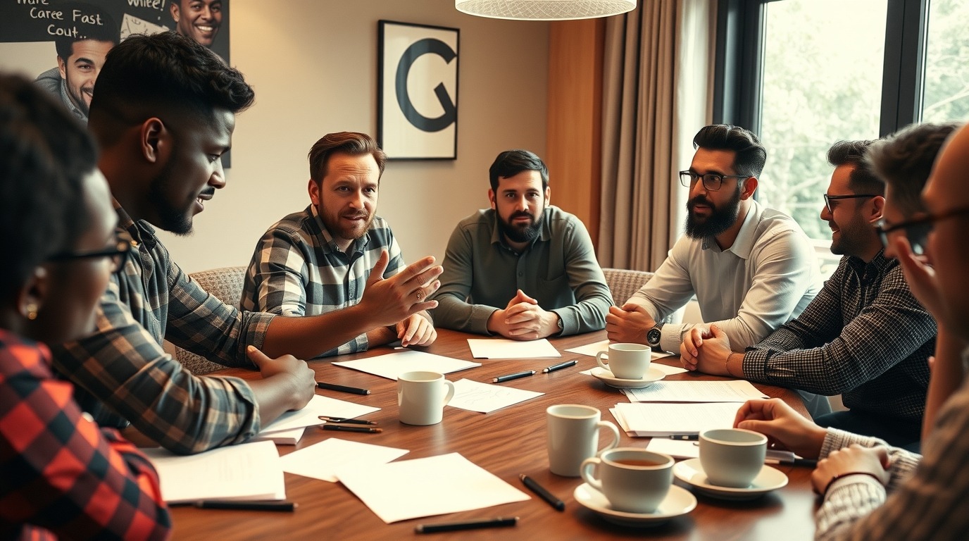Flux_Schnell_A_group_of_men_with_diverse_facial_features_and_s_2 Digital Marketing Banyuwangi - Pembicara Digital Marketing Banyuwangi